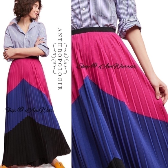 Anthropologie Tracy Reese pleated color block maxi skirt *shop@iamwarrior - Picture 2 of 10